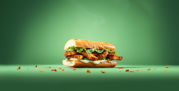 een realistisch foto gegrilde kip sandwich hd behang