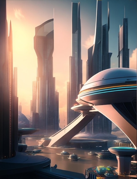 Foto een realistische 3d-vectorweergave van een futuristische stad