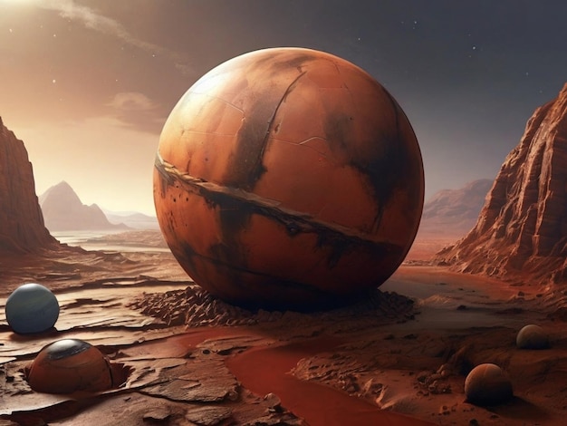Een realistische afbeelding van Mars.