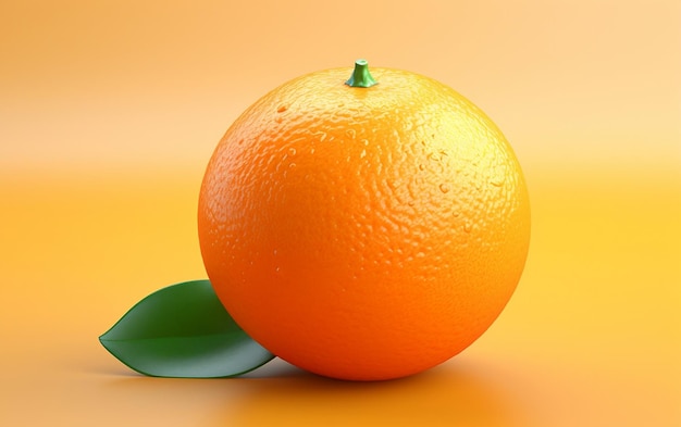 Een realistische illustratie van een enkele sinaasappel met een minimalistisch design op een lichte achtergrond Generative Ai