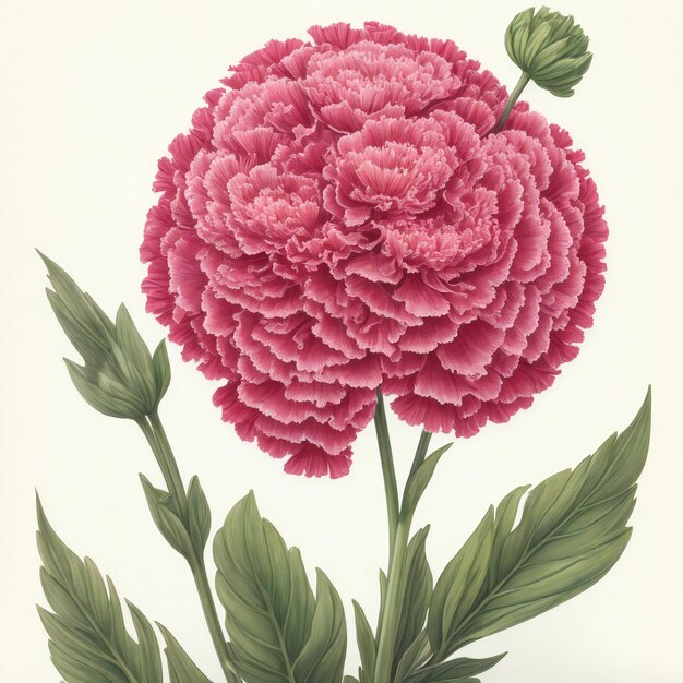 Een realistische, met de hand getekende weergave van een naal met zijn bloemblaadjes in volle bloei