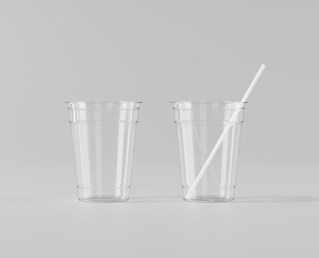 Foto een realistische transparante wegwerpijsbeker, plastic bekermodel met deksel