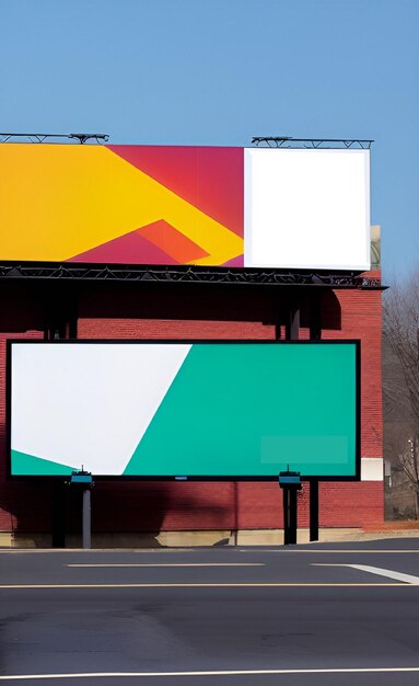Foto een reclamebord met een kleurrijk ontwerp erop.