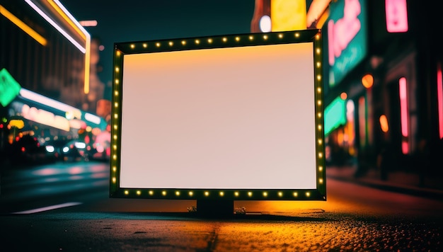 Een reclamebord met lampjes erop voor een neonbord met de tekst 'neon'