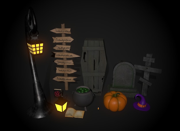 Een reeks dingen voor Halloween 3D-rendering