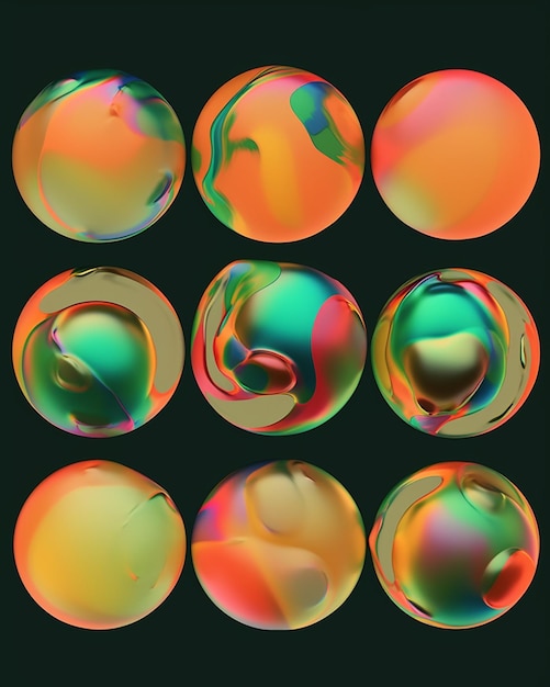 Een reeks kleurrijke bubbels met onderaan het woord bubbel.