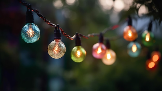 Een reeks kleurrijke lampjes met het woord licht erop