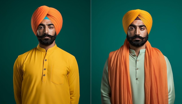 een reeks portretten van mensen gekleed in traditionele Punjabi kleding voor Lohri