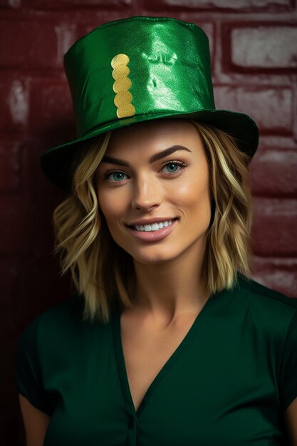 Een reeks portretten van personen die unieke St. Patrick's Day-hoeden dragen