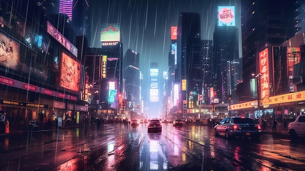 Een regenachtige nacht in Times Square