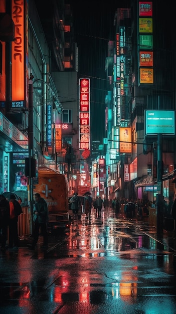 Een regenachtige nacht in Tokio