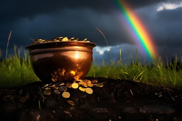 Een regenboog en een pot vol gouden munten