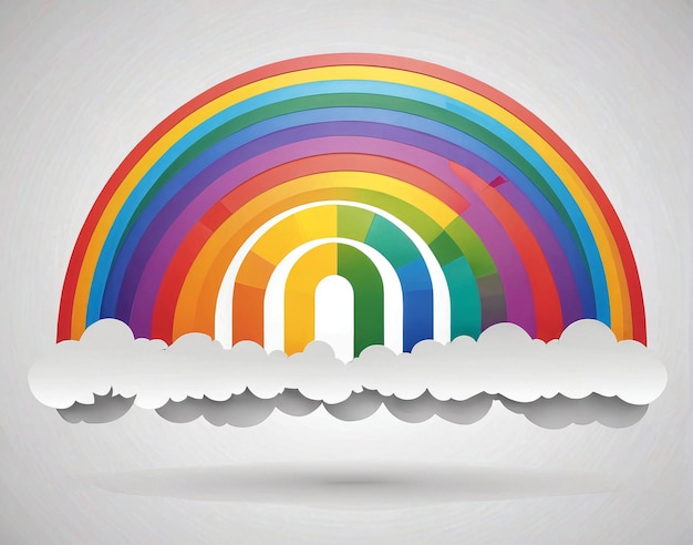 een regenboog in de lucht met wolken