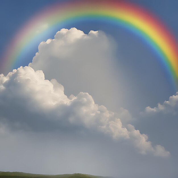 een regenboog is in de lucht met de regenboeg op de achtergrond