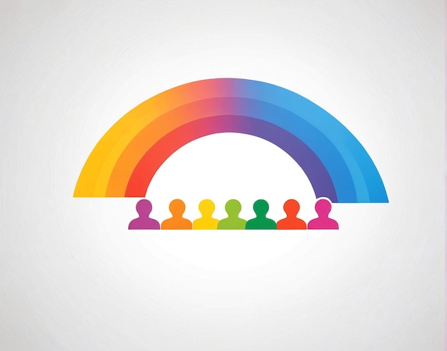 een regenboog van kleur met mensen