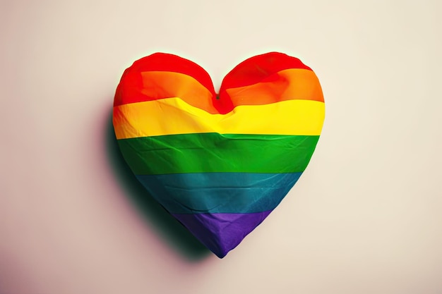 Een regenboogkleurig hart met het woord love erop