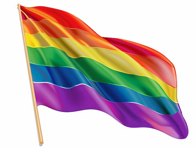 Een regenboogvlag die in de wind zwaait