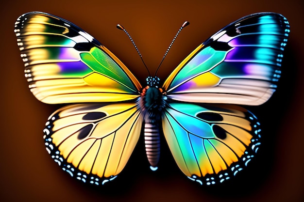 Een regenboogvlinder met het woord vlinder erop