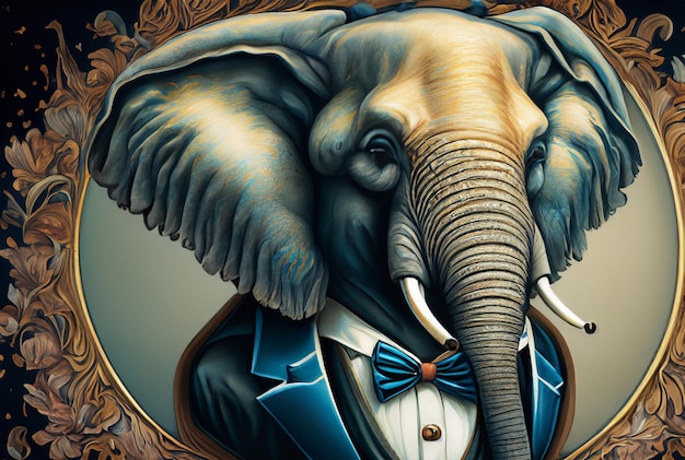 Foto een renaissance schilderij van een olifant in een smoking