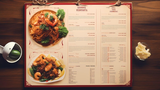 Foto een restaurant menu boek voor chinees eten