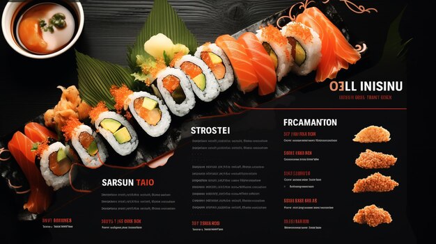 Foto een restaurant menu boek voor sushi japanse gerechten