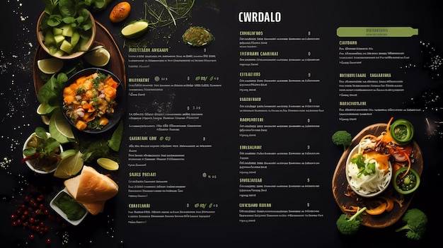 een restaurantmenu voor gezond eten