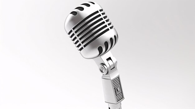 Een retro microfoon isoleert op een wit vlak