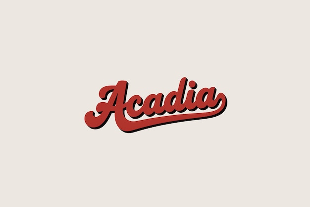 Een retro-ontwerptekst met het iconische Acadia-nationaal park