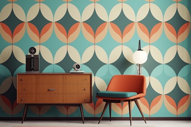 Een retro-stijl behang met een retro-stijl ontwerp.