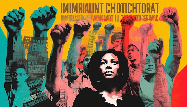 Foto een revolutionaire poster voor mensenrechten