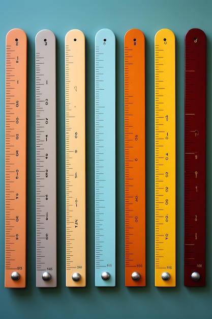 Foto een rij kleurpotloden opgesteld tegen een blauwe achtergrond