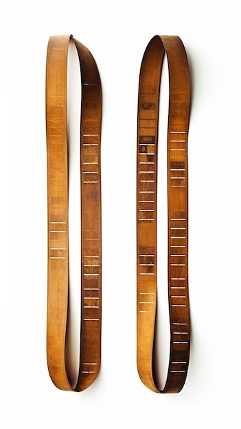 Foto een rij lange houten ski's met het nummer 4 aan de voorzijde