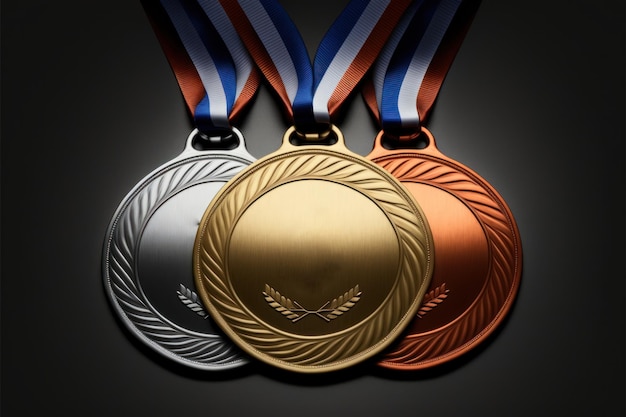 Een rij medailles met de woorden "olympische spelen" erop