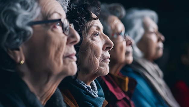 Foto een rij oudere vrouwen in een rij.