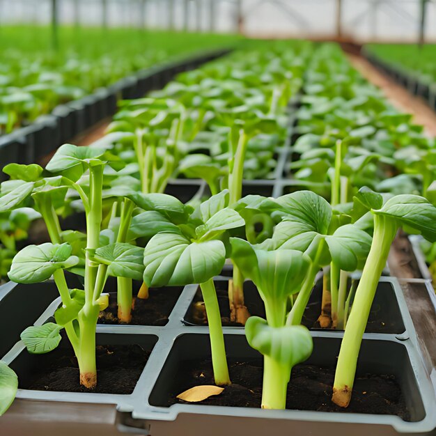 een rij planten met een teken dat zegt " lente " aan de onderkant