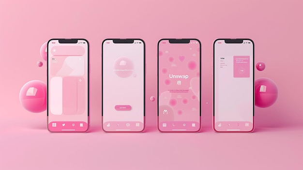 Een rij roze mobiele telefoons met een roze doos met de tekst "verizon" aan de onderkant.