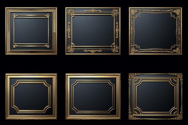 Foto een rij van gouden ingerichte frames met gouden rand en gouden rand