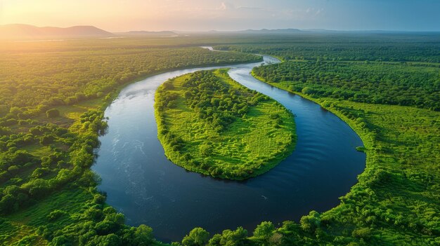 Een rivier die door een weelderig groen bos stroomt