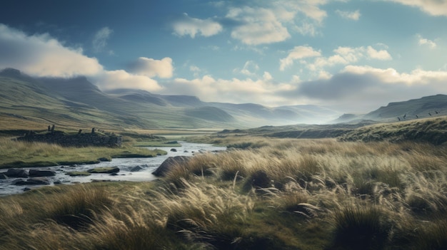 Foto een rivier loopt door de yorkshire dales