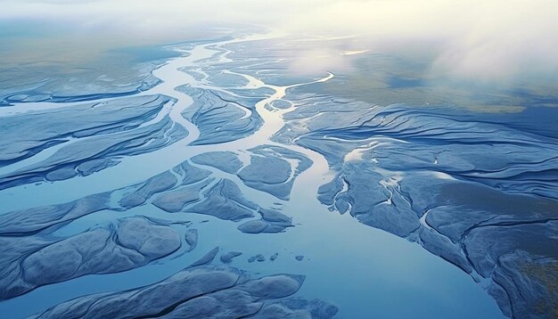 Foto een rivier met een rivier die er doorheen stroomt