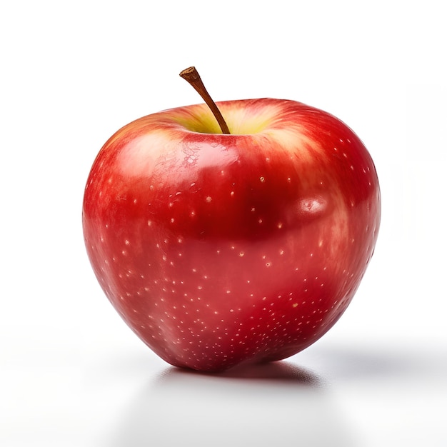 Een rode appel met witte stippen erop
