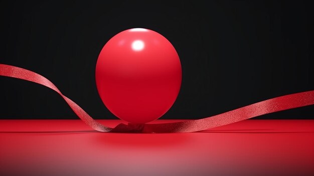 Een rode ballon zit op een rood lint met het woord rood erop.