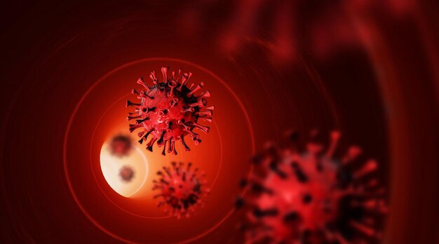 Foto een rode bloedcel wordt gezien door een rode buis met een rode cirkel eromheen.