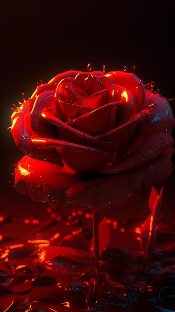 Een rode bloem met het woord liefde erop