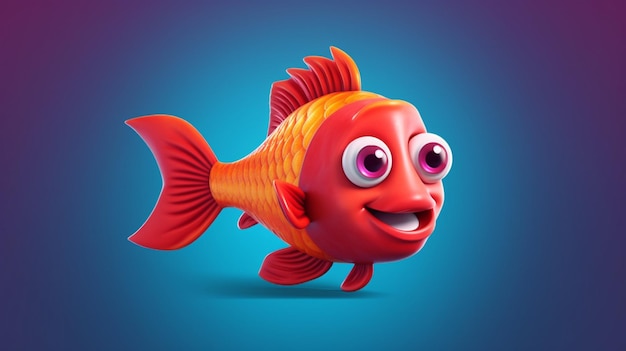Een rode cartoonvis met een hoge verzadiging van de kleur 3D-stijl highGenerative AI