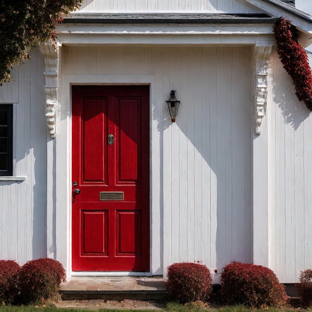 een rode deur van een huis met rode deuren een huis van rode bakstenen met een rode deur