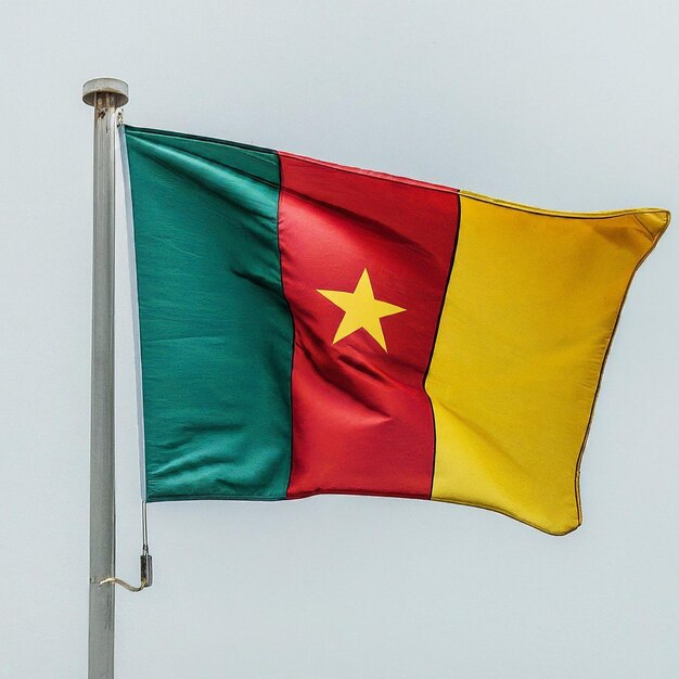 een rode en gele vlag met een gele ster erop