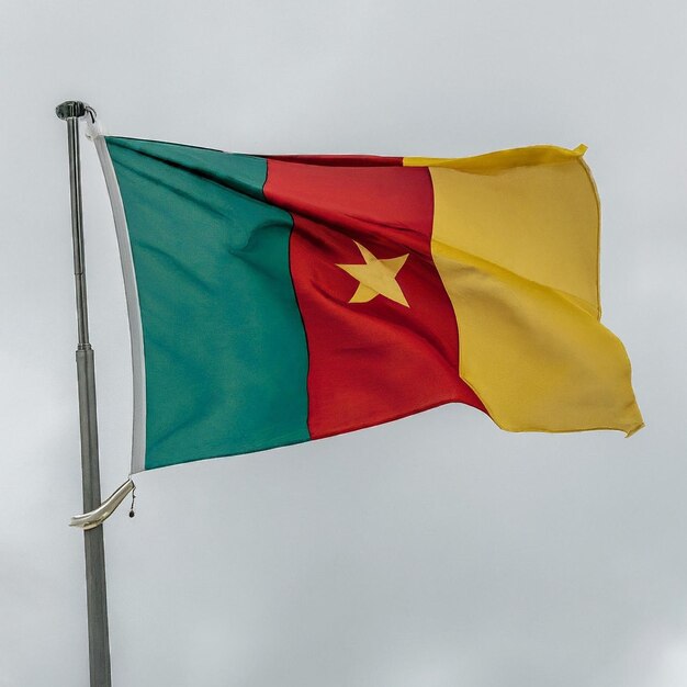 een rode en gele vlag met een gele ster erop