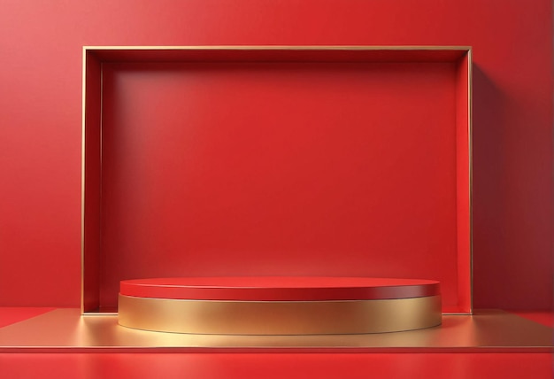 een rode en gouden plank met een gouden frame
