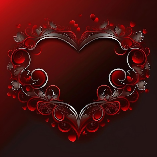 Een rode en zwarte achtergrond met een hartvormig frame en de woorden liefde erop.